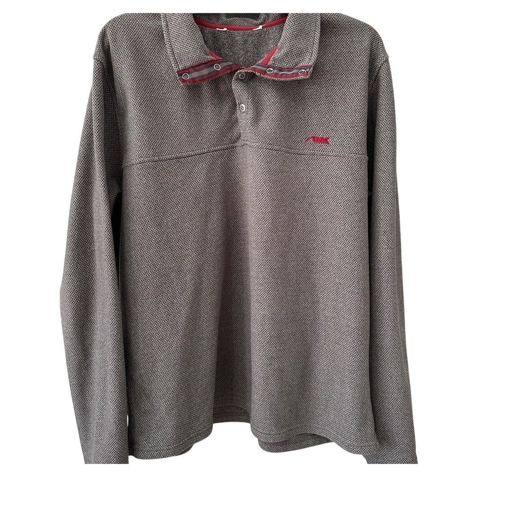 Mountain Kahkis Long Sleeve Polo Shirt XL Grey‎ Brown Textured Snap Knit